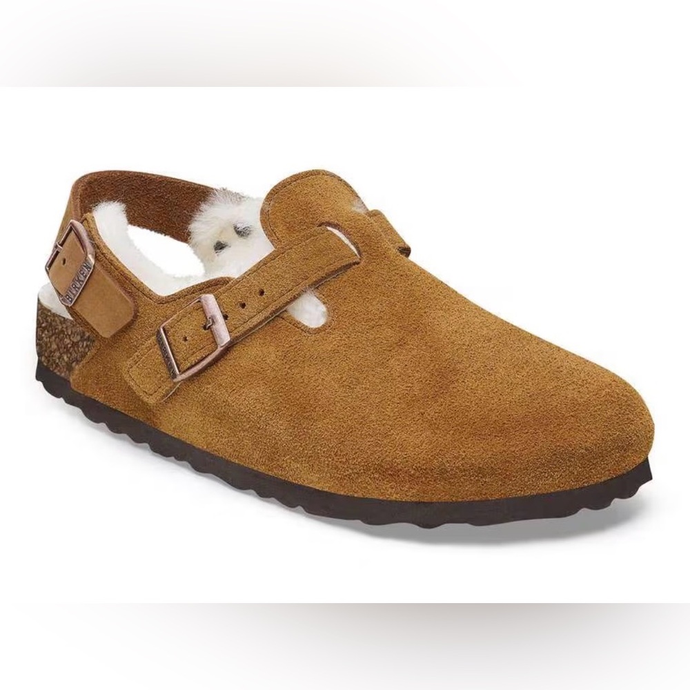 Birkenstock Size 41 Tan Suede Shearling Tokio Clogs